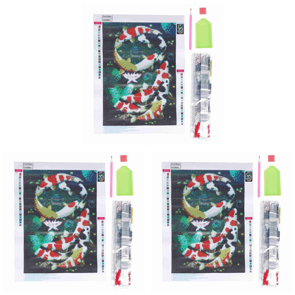 3X 5D Art Full Diamond Kits Embroidery Home Decors