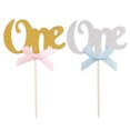 thumbnail image 4 of Funie 6Pcs Figure One Glitter Cake Toppers Baby First Birthday Party Cupcake Decor, 4 of 6