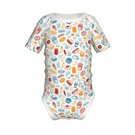 

Yiaed Fast Food 2 Print Infant Climbing Short Sleeve Onesie One-Piece Baby Bodysuit Clothes 0-12 Months -9M