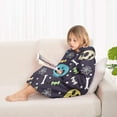 thumbnail image 4 of Halloween Colorful Spooky Elements Blanket Hoodies for Kids 6-13YR Oversize Wearable Blanket Hoodies for Boys Girls Teens, 4 of 7