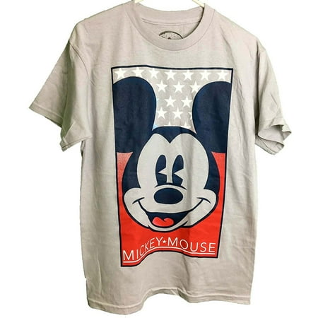 Mickey Mouse Big Face Name Stars Slate Gray Adult T-Shirt