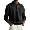 thumbnail image 3 of BiZtdJrK Polos Shirts for Men Long Sleeve Tennis Golf T-Shirts Casual Button V Neck Pullover Blouse Loose Fit Athletic Tops Black XXXXL, 3 of 7