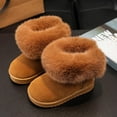 thumbnail image 5 of Miluxas Girls Kids Snow Boots Warm Fleece Lined Slip on Outdoor Winter Shoes Lightweight Comfy Short Boots（Little/Big Kids） Brown 9(23), 5 of 7