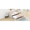 thumbnail image 5 of Bed Frame Twin Size Upholstered Daybed with Trundle and Three Drawers,Beige, 5 of 7