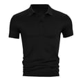 thumbnail image 6 of Gaukiv Men's T Shirts Collared Neckline Short Sleeve Solid Tees Summer Casual Tops Black L, 6 of 6