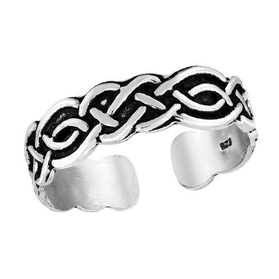 Eternity Celtic Weave Knot Vines Sterling Silver Toe or Pinky Ring