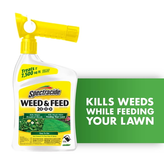 Spectracide Weed & Feed 20-0-0, Easy to Use QuickFlip Sprayer Kills Weeds & Feeds Lawn, 32 Ounces