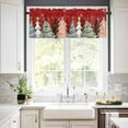 thumbnail image 3 of Christmas Winter Kitchen Curtains and Valances Set, Snowflakes Pine Tree Simple Red Rod Pocket Window Valance 18 Inch Window Curtain Panels for Living Room Bedroom Laundry, 27.5x36in, 3 Pieces, 3 of 7