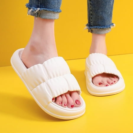 

Summer Savings! Zpanxa Slippers for Women Slippery Slippers Female Summer Indoor and Outdoor Wear Thick Bottom Couples Home Household Bathroom Drag EVA Sandals Flip Flops for Women White 36