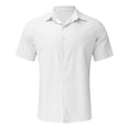 thumbnail image 6 of GiLiling Boys Button Down Shirt Cotton Short Sleeve Shirt Solid Summer Beach Shirt with Pocket (White, 13-14 Years), 6 of 8