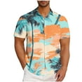 thumbnail image 2 of ZRGHAOYLQ Men's Hawaiian Shirt Short Sleeve Big and Tall Beach Vacation Party Tshirts Button Down Hawaii Tropical Shirts Plus Size Palm Tree Lapel Tshirt, 2 of 6