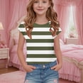thumbnail image 2 of YABCSAZ Girls Summer Outfits Color Block Short Sleeve Tops Loose Fit Active Tee Shirts Kids Casual T-Shirts Blouses Striped Shirts Tops Baby Clothes Size 7 T, 2 of 7