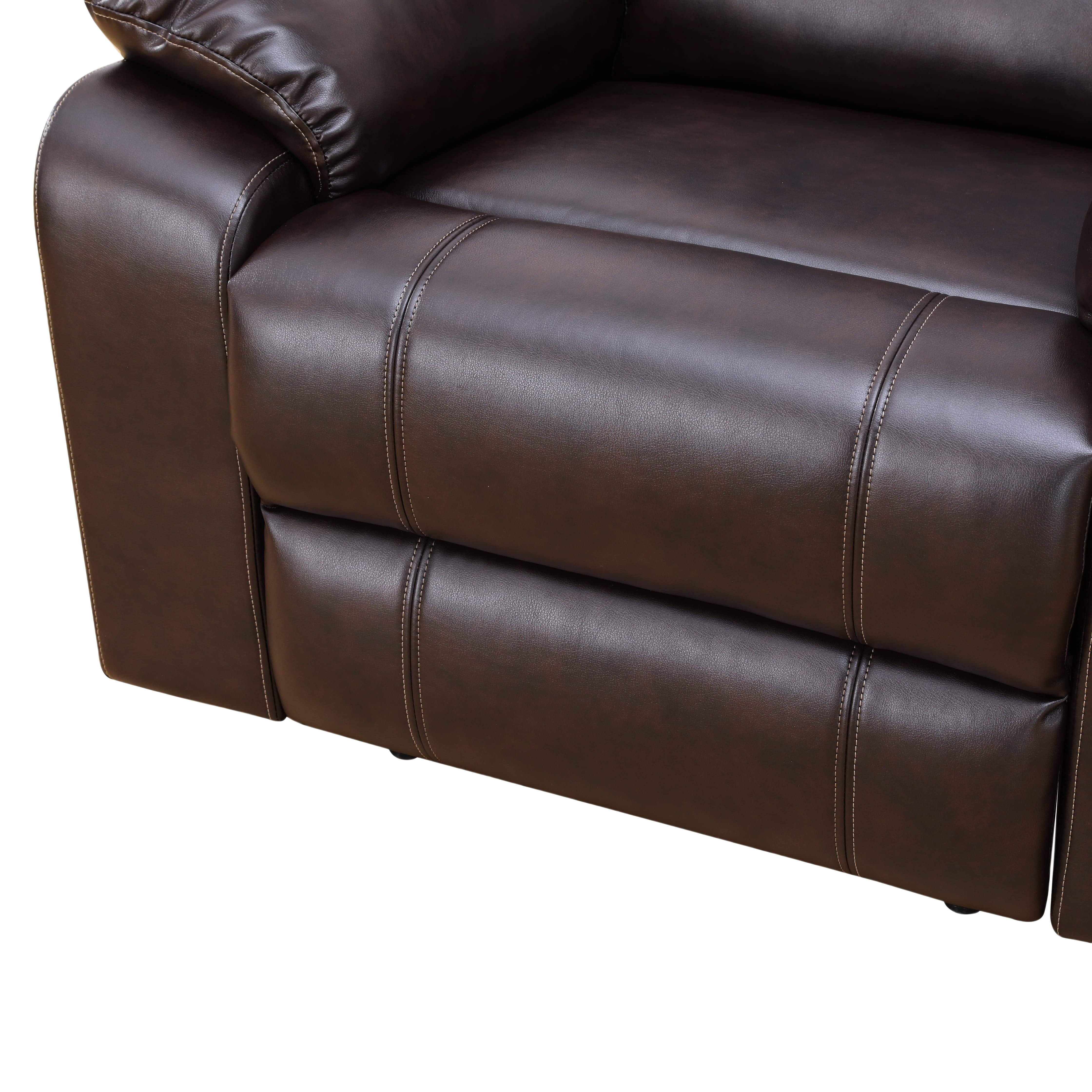 MAYEERTY Power Recliner Chair, Breathable Leather Reclining Chair with Adjustable Backrest for Living Room, Brown