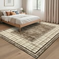 thumbnail image 2 of HOMERRY Washable Throw Rug for Living Room 5' x 7' Plaid Print Modern Bordered Soft Non-Slip Indoor Carpet, Camel, 2 of 5