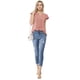 thumbnail image 4 of Camiseta Manga Tulipán Cuello En V Básico Para Mujer Rosa M, 4 of 5