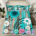 thumbnail image 2 of Castle Fairy Floral Daisy 3pcs Twin Sheet Sets for Teens,Rustic Flower Twin Fitted Sheet,Lodge Cabin Breathable Flat Sheet,Lightweight Room Decor, 2 of 7