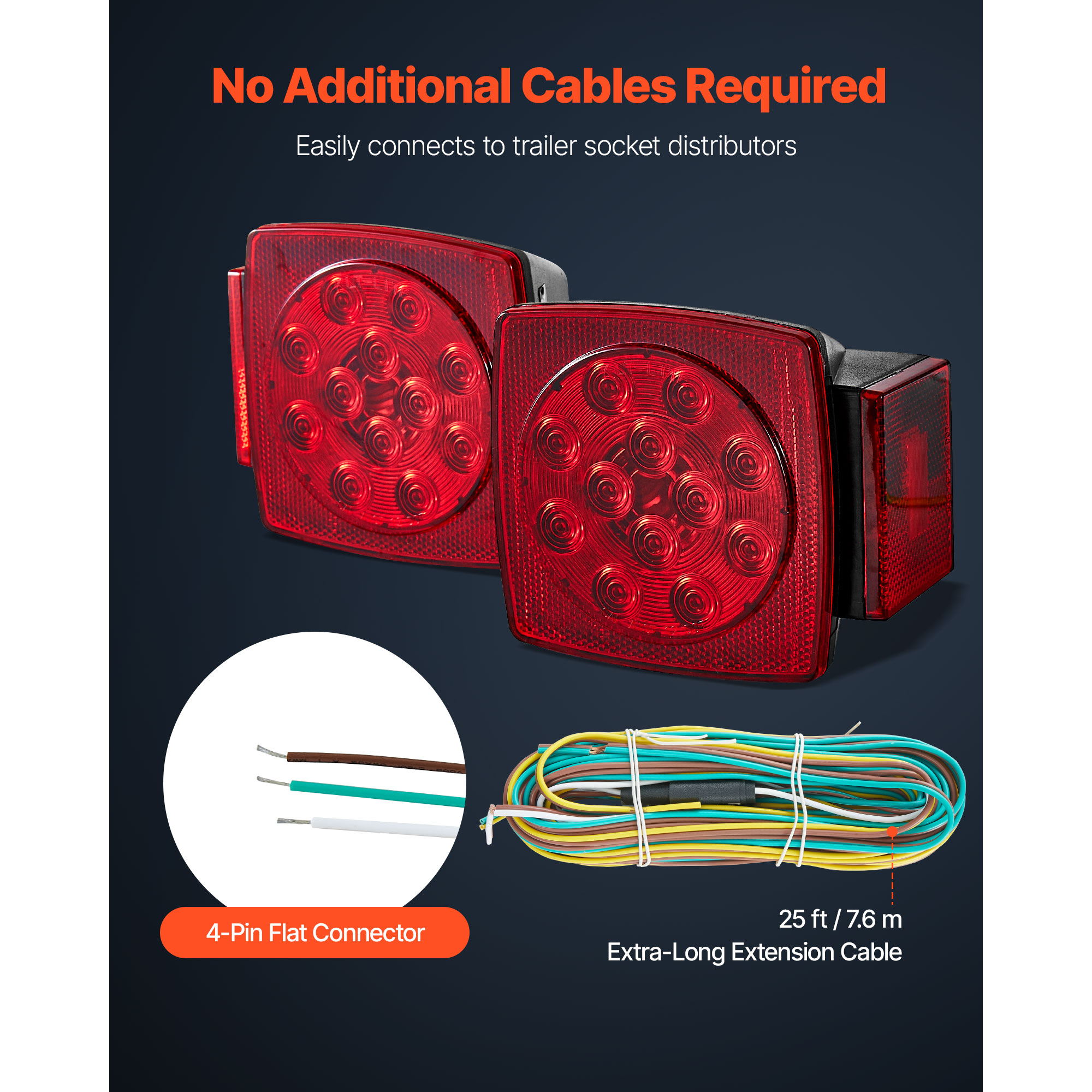 KFFKFF 12V LED Trailer Tail Lights Kit with Stop, Brake, Turn, and License Plate Lamps, Waterproof Tow Lighting System with Wiring Harness for Boats, Trucks, Campers, RVs, and Snowmobiles