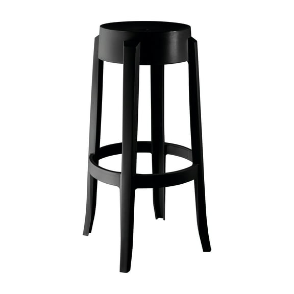 UZ Shine Set of 2 Matte Black Counter Bar Stools, 29.3" High, Thermoplastic, Matte Finish
