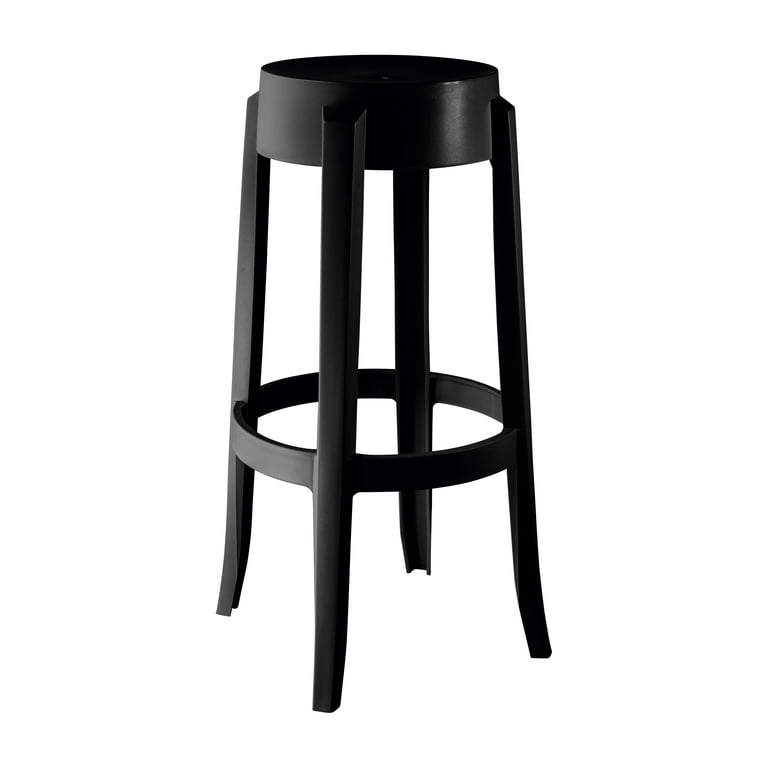 UZ Shine Set of 2 Matte Black Counter Bar Stools, 29.3