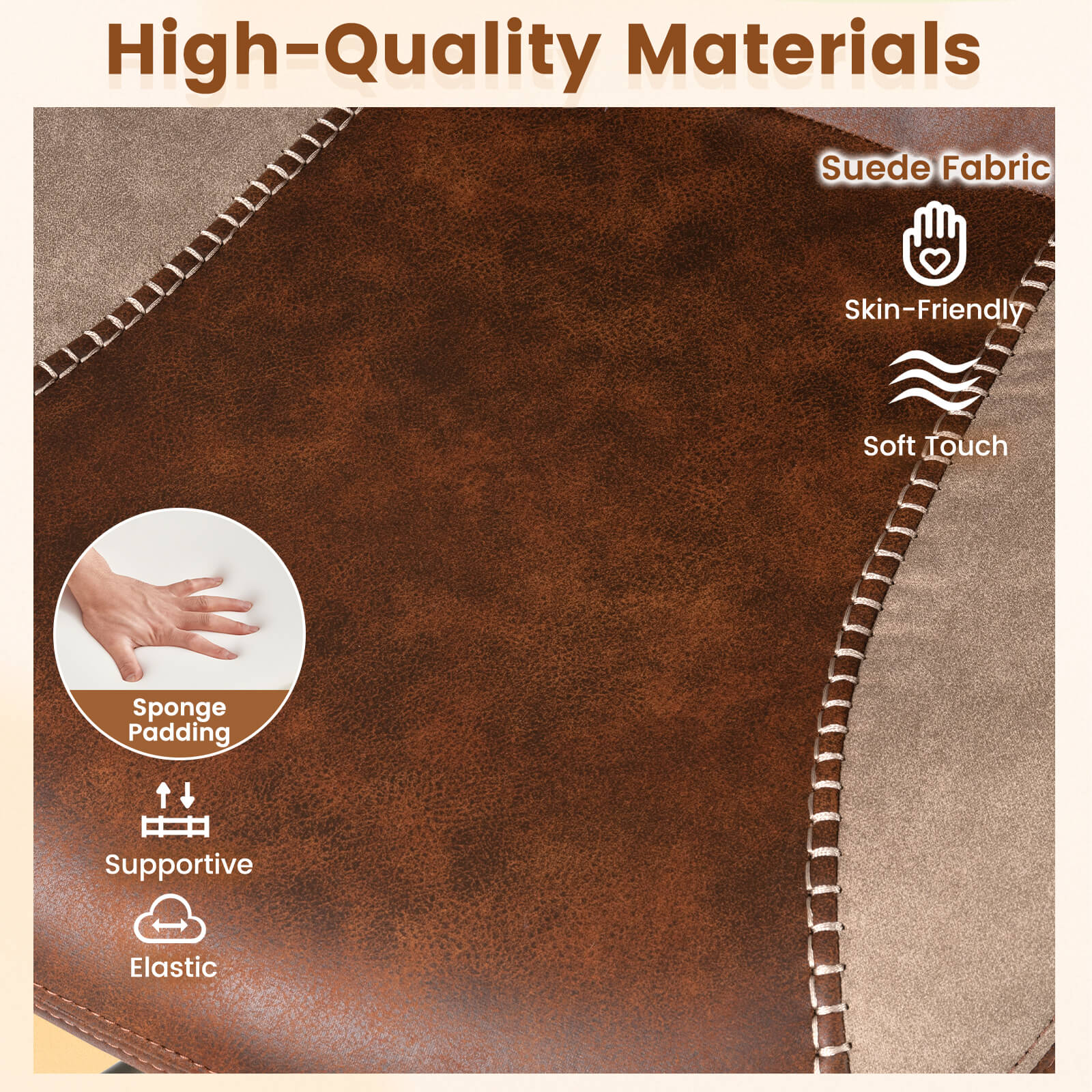 Costway Ergonomic Office Chair with 2D Headrest, Rocking Backrest & Wheels, Gaming Chair Brown & Beige