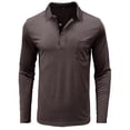thumbnail image 5 of Men Summer Tops Male Autumn And Winter Solid Color Lapel Long Sleeve Button Neck Striped Oversized T Shirt Top Mens Athletic Shirts Graphic Tees Men Vintage Wide Stripe Shirt Workout Warm Coffee 3XL, 5 of 6
