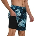 thumbnail image 3 of Picia Ink Rose pattern Mens Swim Trunks with Compression Liner Stretch Beach Shorts Quick Dry with Zipper Pockets No-Chafing Board Shorts-XX-Large, 3 of 9