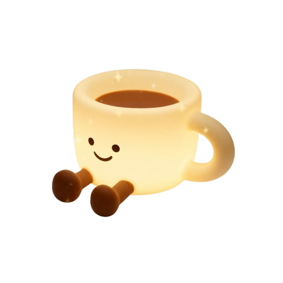 Coffee Cup Night Light Silicone Tap Control LED Lamp for Bedroom Desktop Decoration Soft Mood Lighting Rechargeable Bedside Accent
