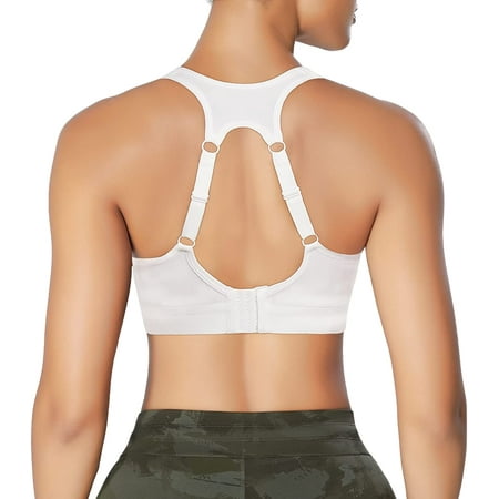 

Nebility Women High Impact Sports Bra Racerback Running Bras Wireless Adjustable Straps Hook Quick Dry Max Support