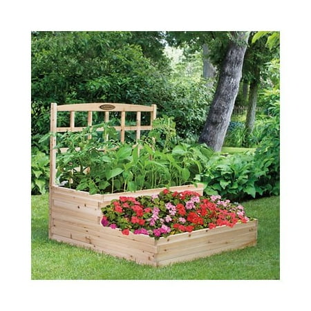 Suncast Cedar Tiered Raised Garden Bed with Trellis - Walmart.com