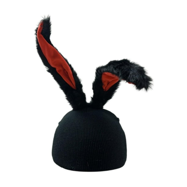 Funda para casco de esquí para mujer y hombre, con orejas de conejo, para snowboard, para invierno Negro