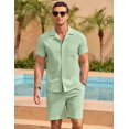 thumbnail image 3 of COOFANDY Men's 2 Pieces Short Set Short Sleeve Button Down Shirts Casual Beach Outfits, 3 of 6