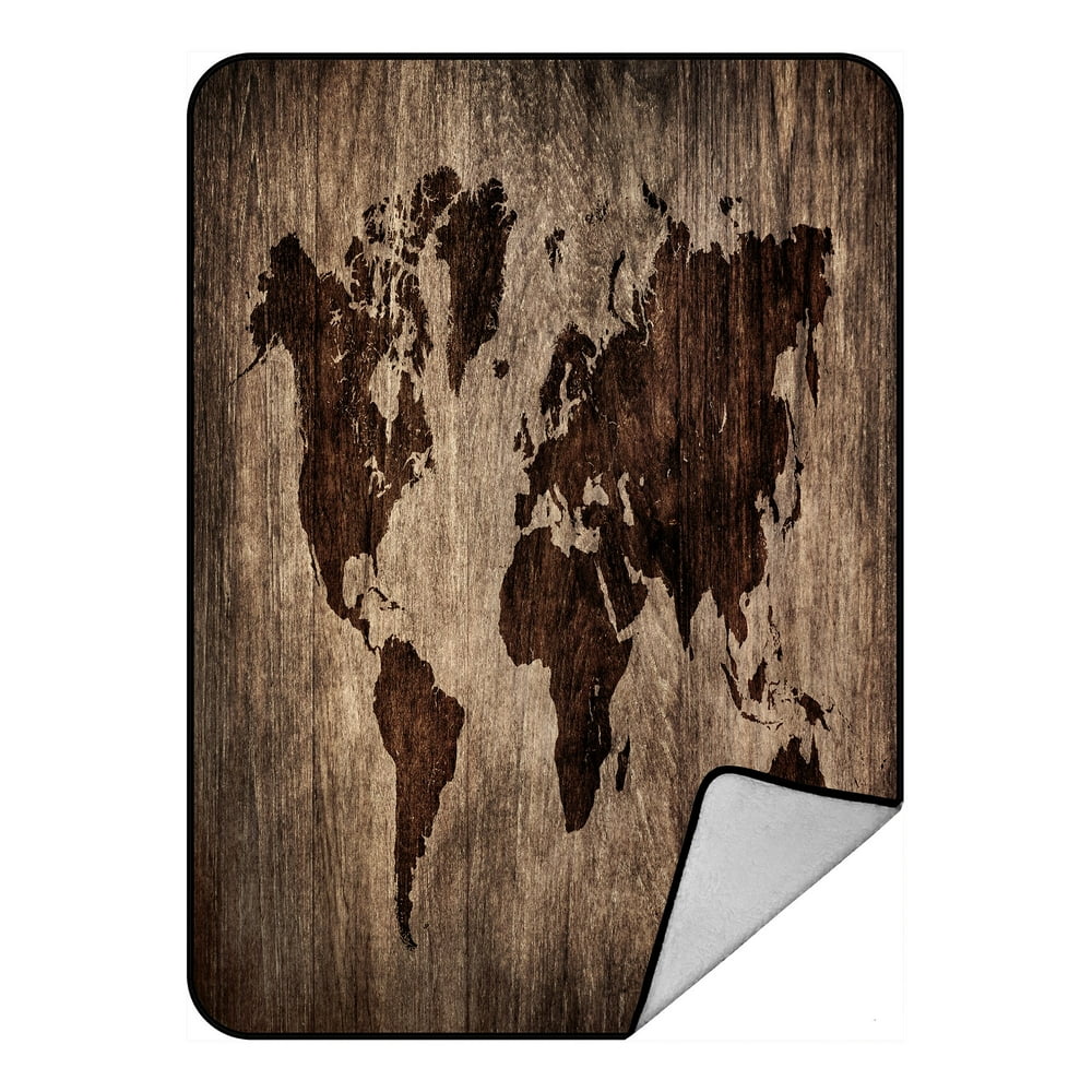 World Map Print Pattern Hooded Blanket