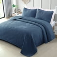 thumbnail image 3 of Exclusivo Mezcla Ultrasonic Twin Quilt Bedding Set, Lightweight Navy Blue Bedspreads Soft Modern Geometric Coverlet Set, 3 of 7