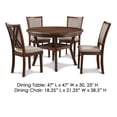thumbnail image 4 of Benjara Aine 5 PC Round Dining Table- Chair Set- Cherry Brown Wood- Fabric Seat, 4 of 6