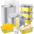 thumbnail image 1 of 100Pack Aluminum Foil Cake Pans with Lids, 5.7oz Disposable Individual Cheesecake Pans Disposable Ramekins 168ml Gold Mini Loaf Pans for Baking Small Baking CupsDessert Cake Containers for Muffin, 1 of 7