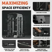 Mikolo Smith Machine, All-in-One Power Rack Cage with Vertical Leg Press, 2000LBS Power Cage Squat Rack with Smith Bar, Dual Pulley Cable Crossover System for Home gym