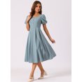 thumbnail image 4 of DARING DIVA Smocked Back Puff Short Sleeve Midi Dress XL Blue, 4 of 5