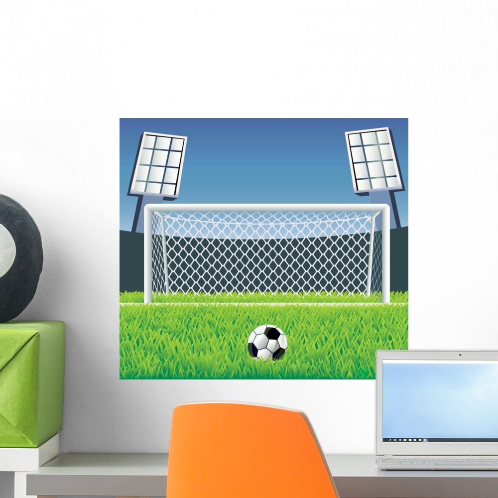 Soccer Detailed Goal and Wall Mural by Wallmonkeys Peel and Stick