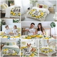 thumbnail image 5 of Queen 4 Piece Bedding Set Summer Lemon Watercolor Floral Soft Breathable Duvet Cover and Pillowcase, Bless Home Quote Retro Linen Duvet Cover Set Bed Sheets for Bedroom Dormitory Guest Room, 5 of 9