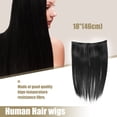 thumbnail image 2 of 18" 46cm Black Invisible Hair Extensions Long Straight Synthetic Hair Adjustable Headband Hairpieces No Clip for Women, 2 of 7