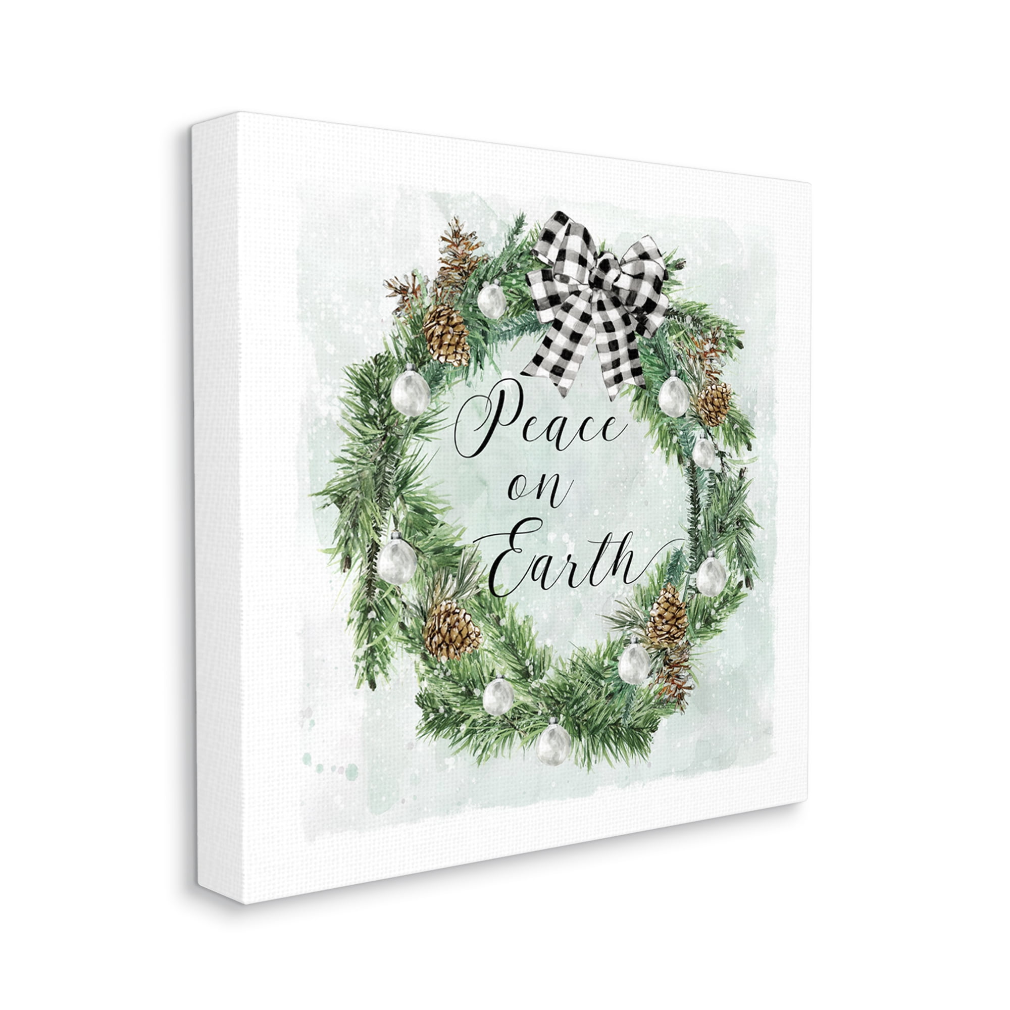 Stupell Industries Peace Seasonal Wreath Holiday Painting Gallery Wrapped Canvas Print Wall Art, 30 x 30