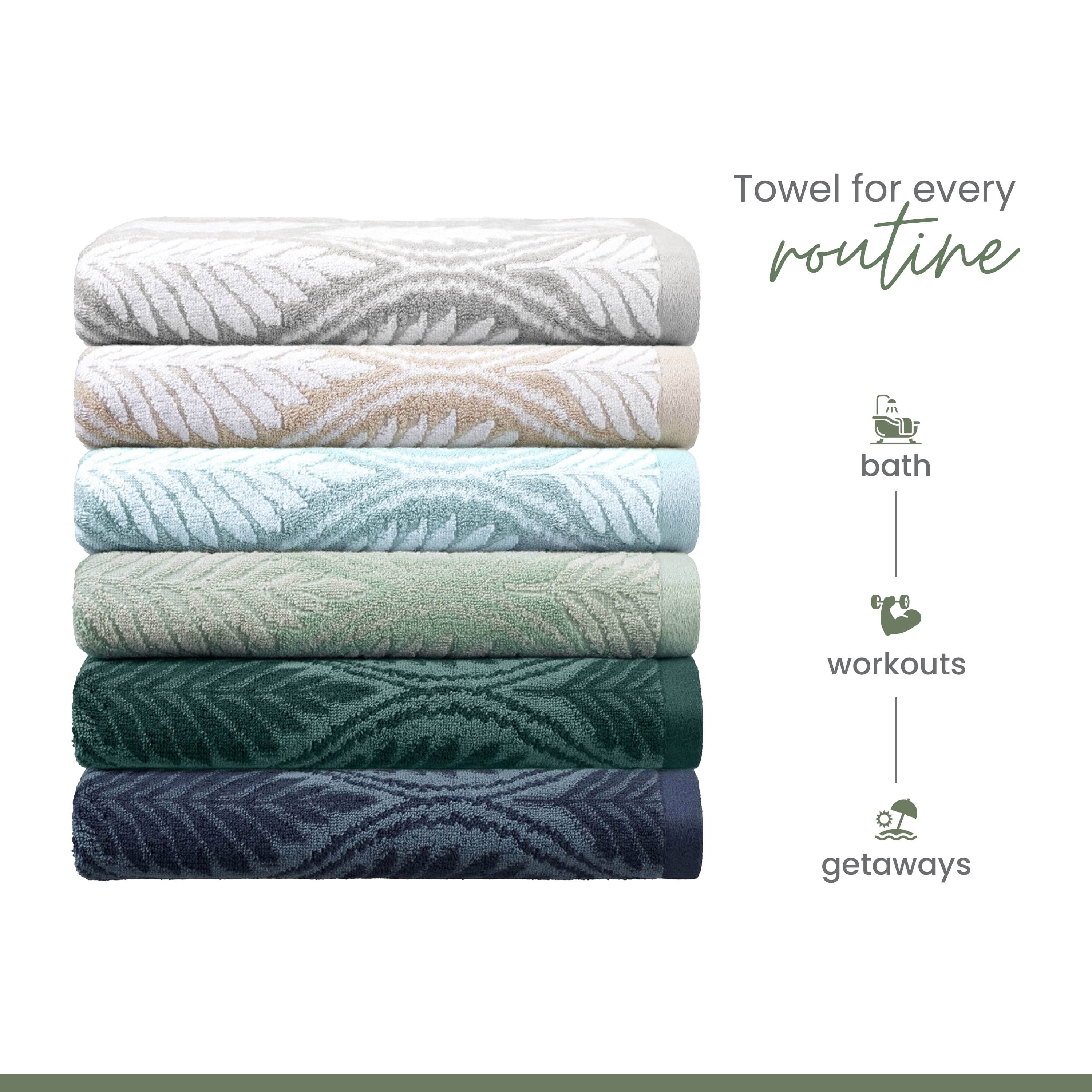 Martex Restore Fern Ogee Bath Towel, 30" x 56", Sand
