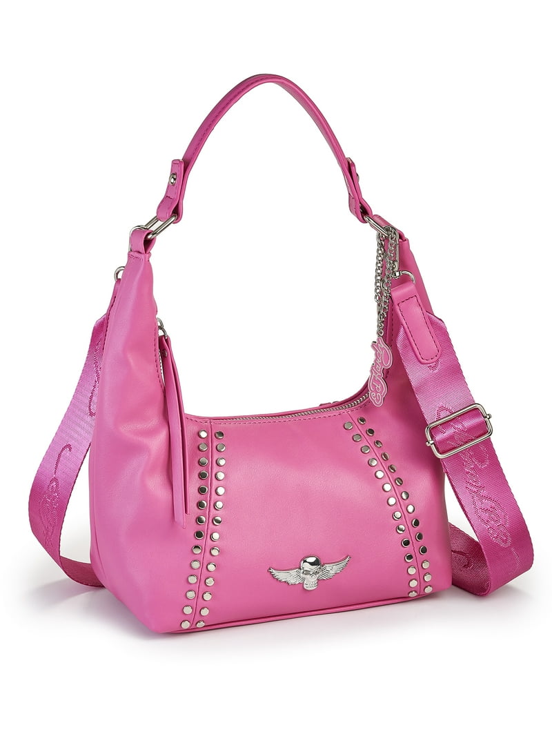 Ed Hardy Lorna Hobo Crossbody Bag - Stylish Skull Hardware