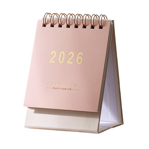 Bxaolu Mini Desk Calendar 2027 - Runs From July 2026 Until Dec 2027, 18-Month Small Desktop Calendar Thick Paper Twin-Wire Binding for Home Office Supplies (4.7"x 3", Pink)