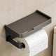 thumbnail image 2 of Black Aluminum Wall-Mounted Toilet Paper Holder with Shelf, No-Drill Adhesive Installation for Bathroom Use, 2 of 5