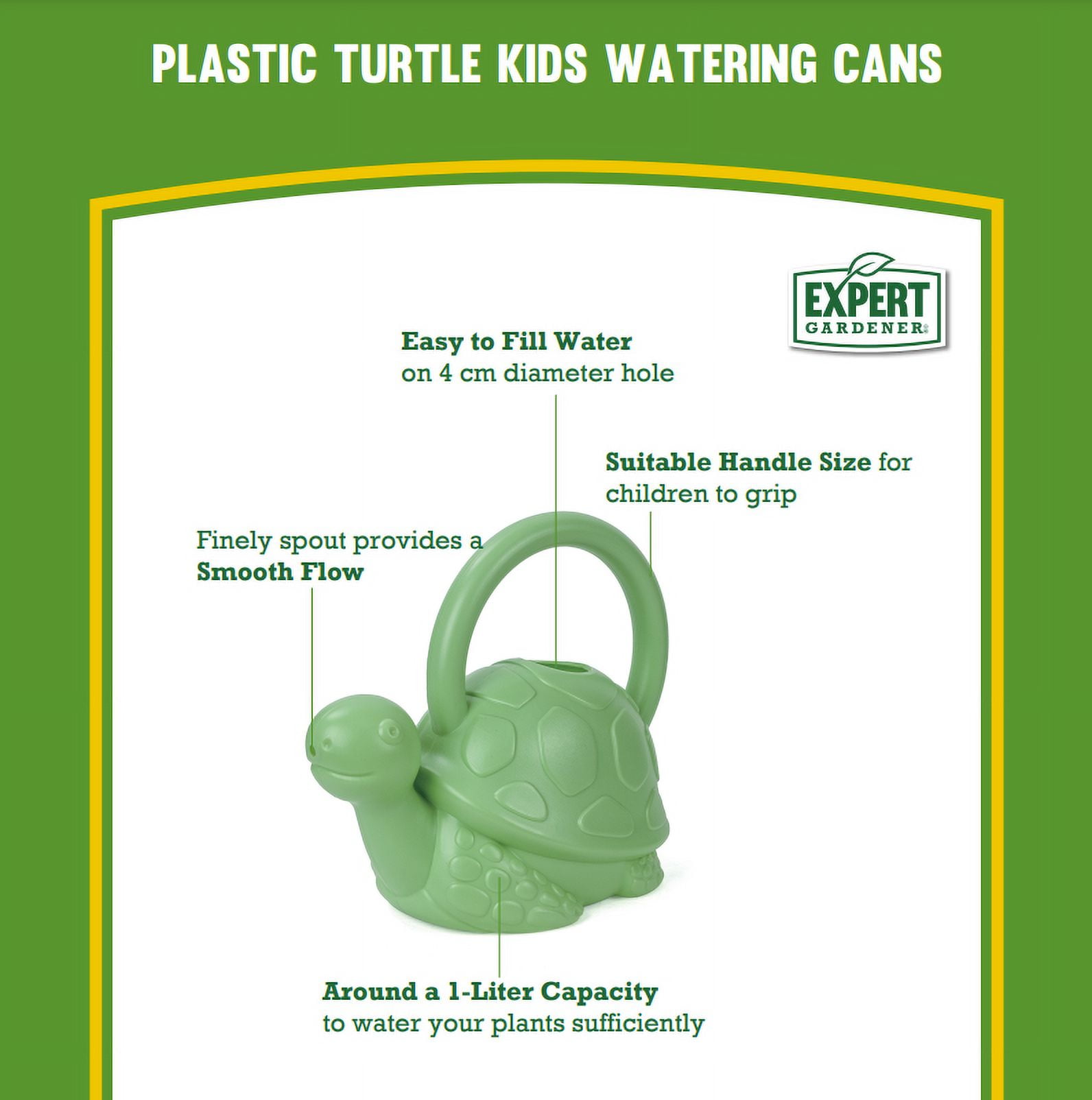 Expert Gardener Green Plastic Turtle Kids Watering Can
