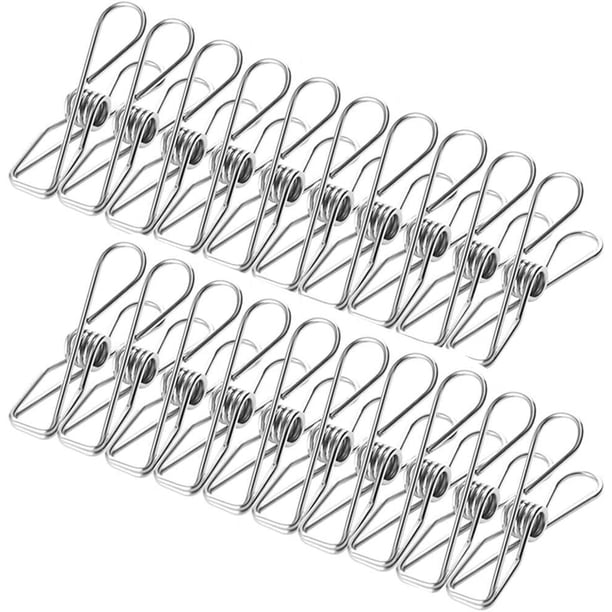 Pinzas para ropa de acero inoxidable de alta resistencia, pinzas para tender la ropa de agarre fuerte, reutilizables, de composición totalmente metálica, antioxidantes para la colada, sellado de