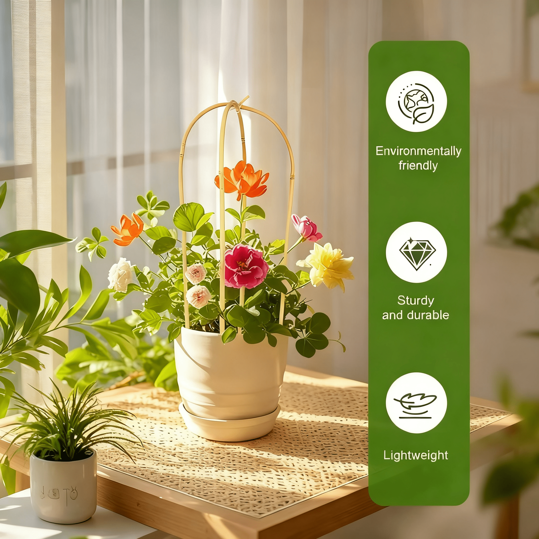 6Pcs 3FT Natural U-Hoops Bamboo Trellis U-Shaped Garden Trellis for Climbing Plants, Vines, Ivy, Flowers, and Potted Plants