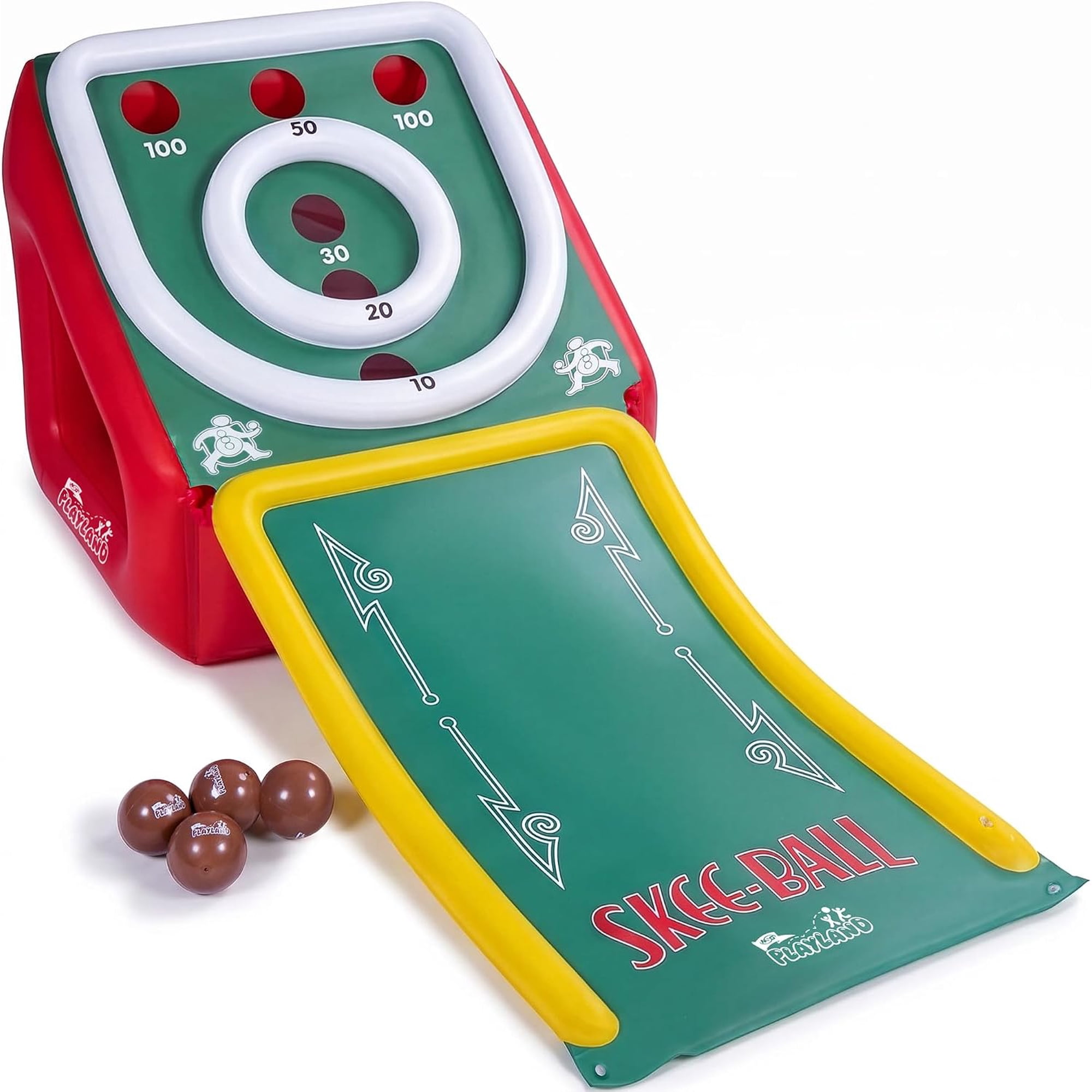 Playland Inflatable Skee Ball Game for Kids & Family – 5FT Indoor & Outdoor Arcade Toss Game with Ball Return, 4 Rubber Balls, Electric & Hand Pump Included – Backyard Party Carnival Game for Ages 6+