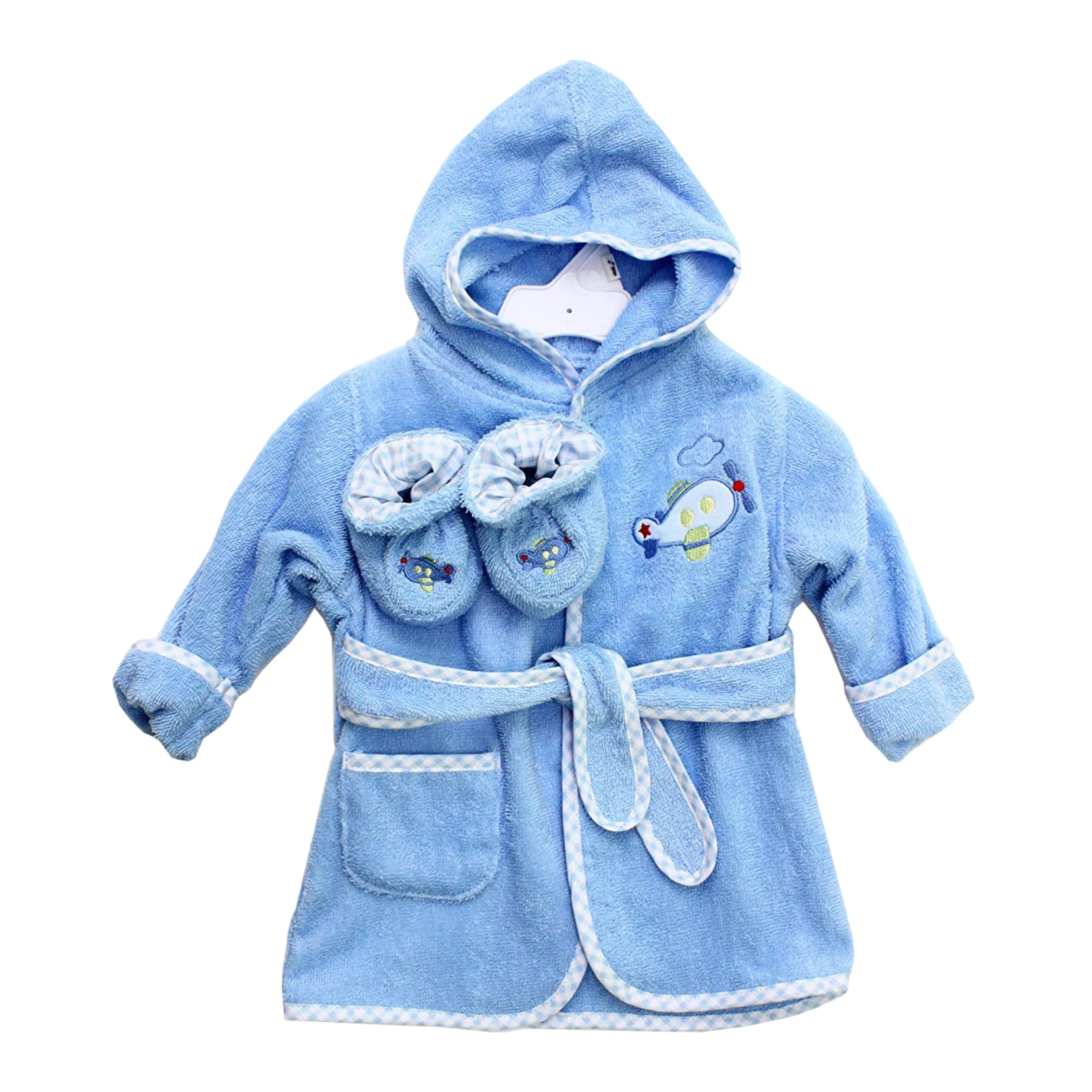 Spasilk Baby Hooded Bathrobe with Booties, Cotton Terry Bath Set for